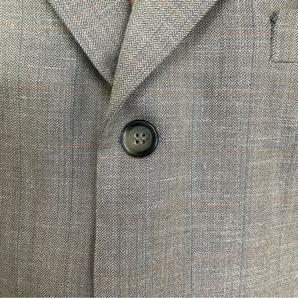 Yves Saint Laurent Vintage Gray Beige Wool 3 Button Front Blazer Coat Suit 54 - Picture 14 of 15